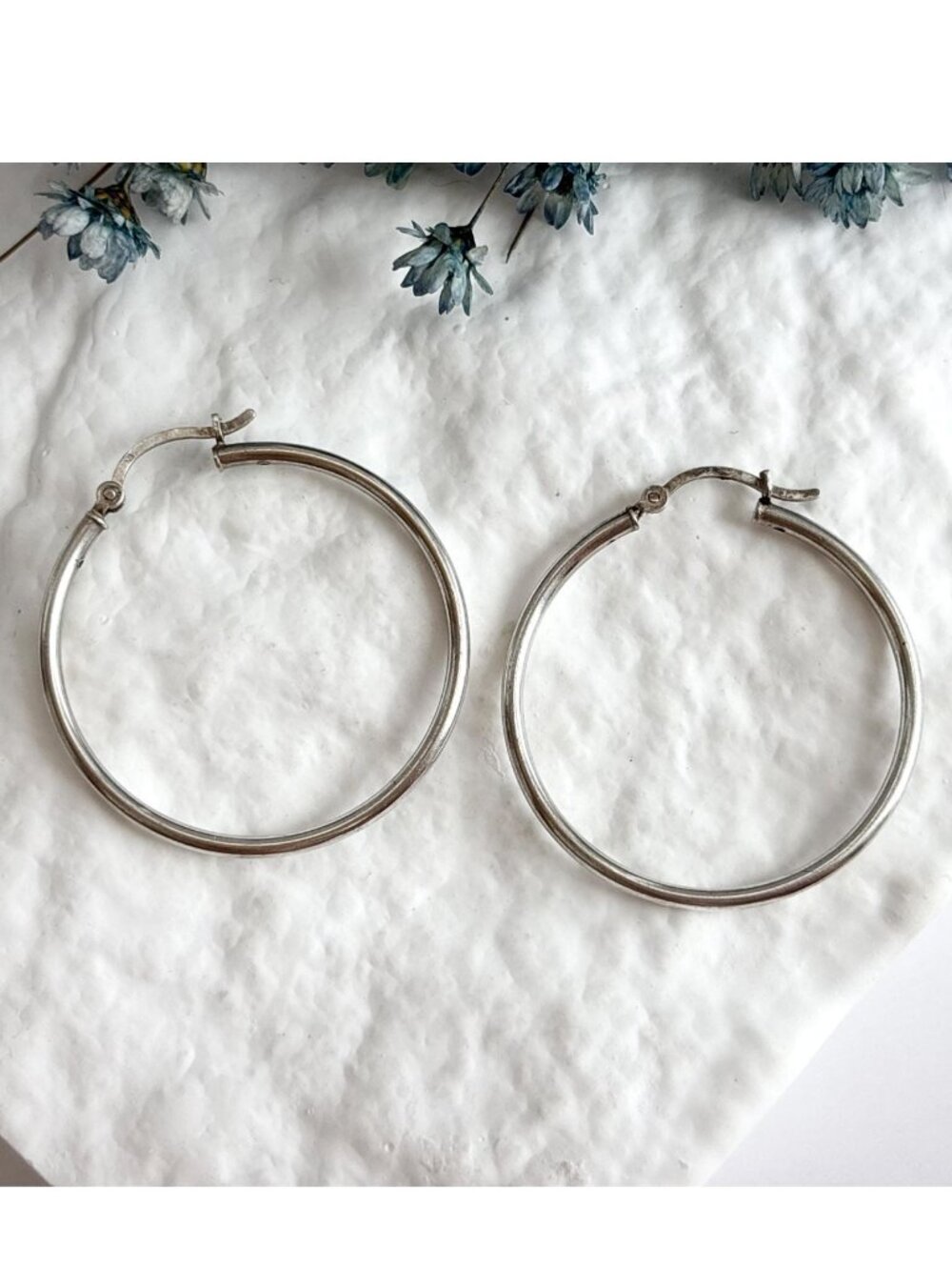 Jumbo Sterling Silver Hoop Minimalist Hollow Skinny Vintage 925 Earrings